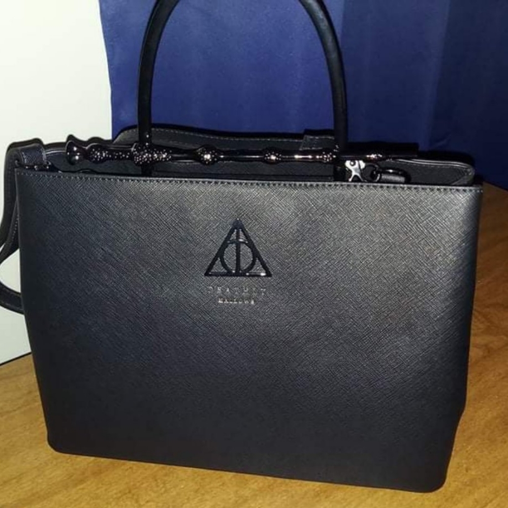LOUNGEFLY Harry Potter: Deathly Hallows satchel in black